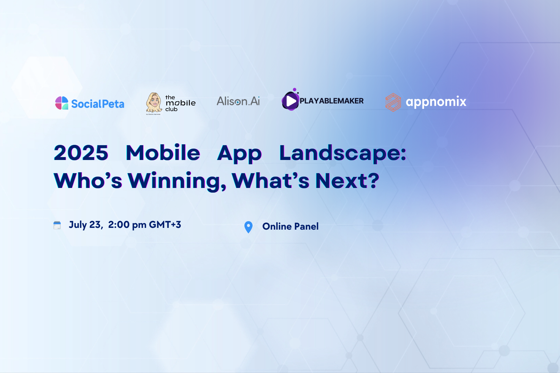 2025 Mobile App Landscape: Who’s Winning, What’s Next? event artwork with organizer and schedule information