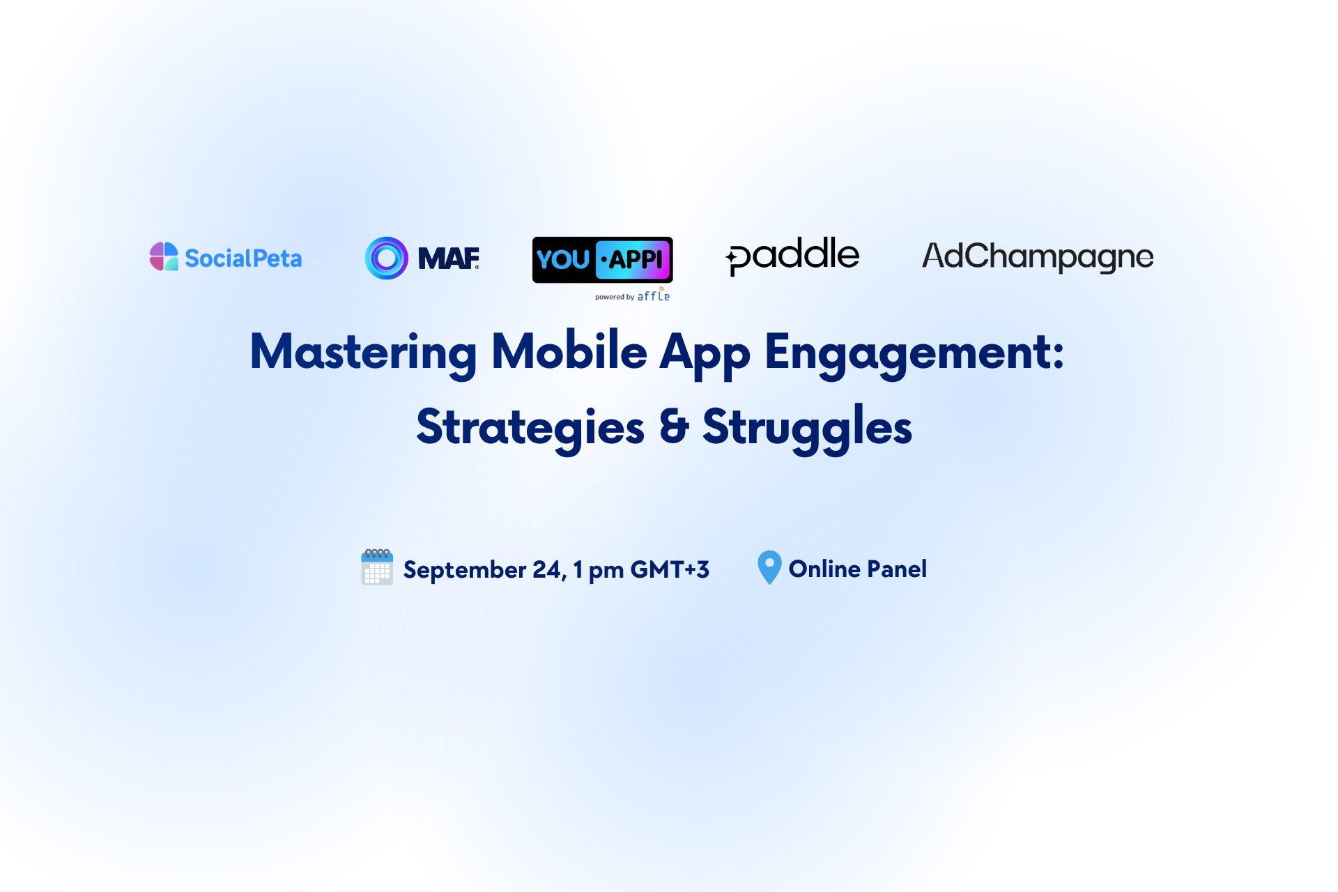 Mastering Mobile App Engagement: Strategies & Struggles event artwork with organizer and schedule information