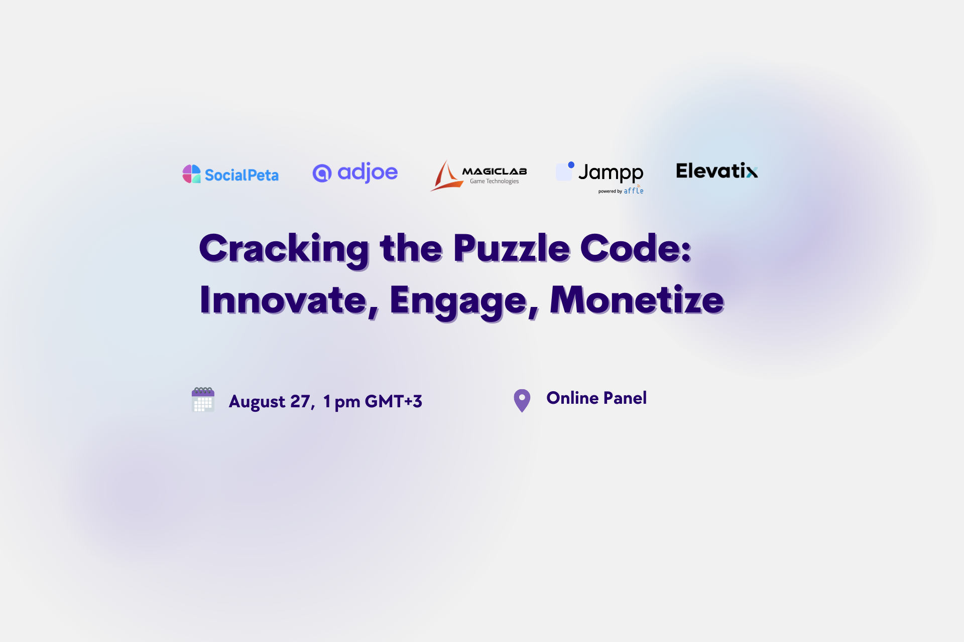 Cracking the Puzzle Code: Innovate, Engage, Monetize event artwork with organizer and schedule information