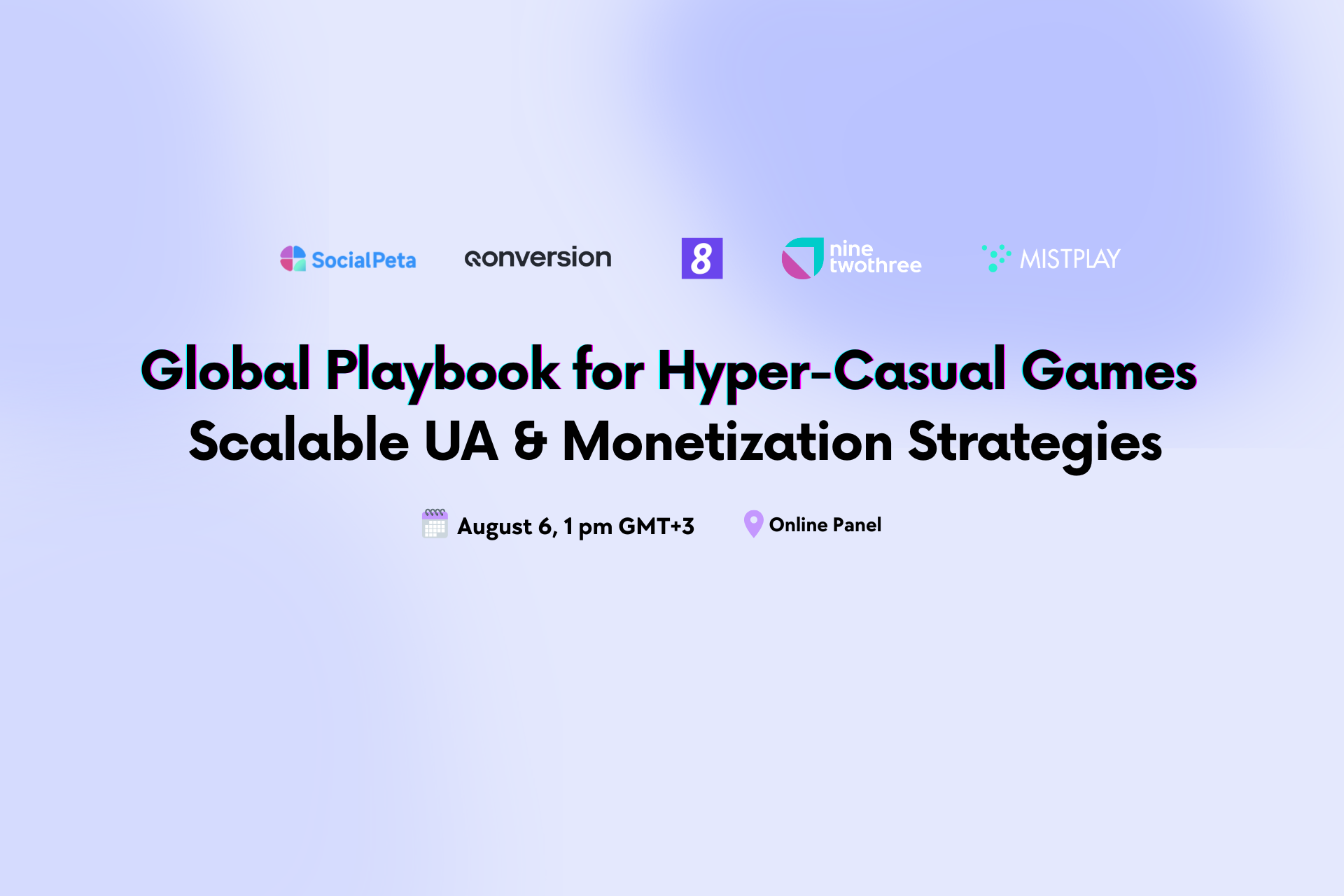 Global Playbook for Hyper-Casual Games: Scalable UA & Monetization Strategies event artwork with organizer and schedule information
