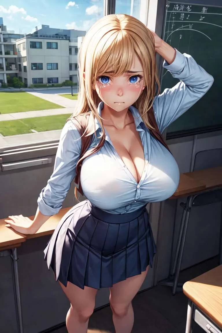 AI Art Generator: Huge anime breast bouncing up and down