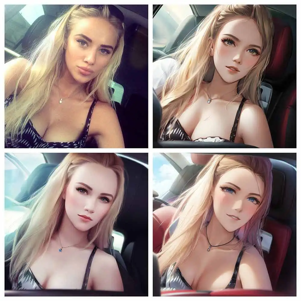 4 types de femmes portrait après un filtre photo AI