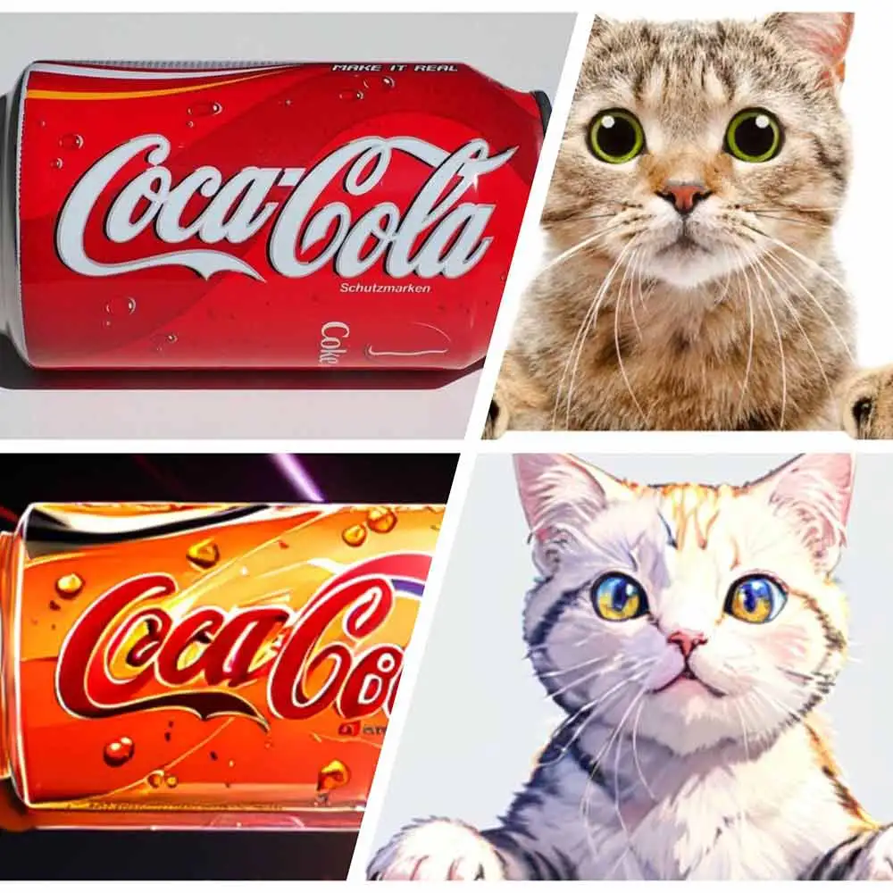 Cola und Katzenbild nach dem KI -Filter